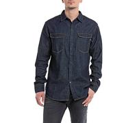Replay Camisa Manga Larga Hombre, Azul (Dark Blue 007), L