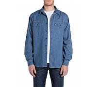 Replay M4124 Camisa, 009 Azul Medio, M Hombres