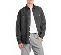 Replay Camisa Vaquera para Hombre, 098 Negro., L