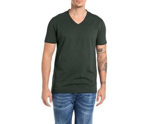 Replay Camiseta básica de algodón de Corte Regular para Hombre, 135 Bottle Green, M