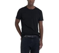 Replay Camiseta básica para hombre, corte regular, cuello redondo, Negro 098 S
