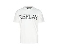Replay Camiseta básica para hombre 011 Natural White Cuello redondo Manga corta XXL