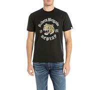 Replay Camiseta de algodón de Corte Regular para Hombre, 098 Negro., XXL
