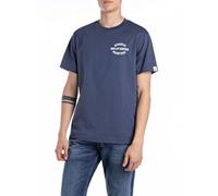 Replay Camiseta de algodón de Corte Regular para Hombre, 282 Medium Blue, M