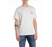 Replay Camiseta de algodón de Corte Regular para Hombre, 412 Mantequilla Blanca, M