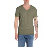 Replay Camiseta de hombre de manga corta con cuello de pico, verde (Light Military 408), XS