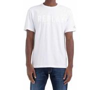 Replay Camiseta de Manga Corta con Cuello Redondo para Hombre, Blanco (White 001), M