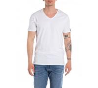 Replay Camiseta de Manga Corta con Escote en Pico para Hombre, Blanco (Optical White 001), M