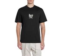 Replay Camiseta de Manga Corta para Hombre con Estampado en la Espalda, Negro 098 (Negro), M