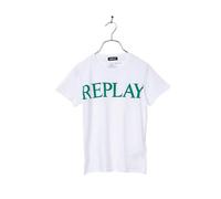 Replay Camiseta de Manga Corta para niño, Blanco (001 White), 14 Años