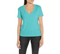 Replay Camiseta de mujer de algodón de manga corta, verde (Amalfi Green 337), L