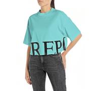 Replay Camiseta de mujer de algodón de manga corta, verde (Amalfi Green 337), L