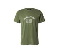 REPLAY Camiseta oliva / blanco, Talla S