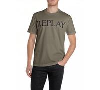 REPLAY Camiseta oliva / negro, Talla L