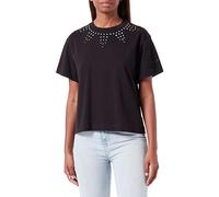 REPLAY Camiseta para Mujer Boxy Fit, 098 Negro., XXS
