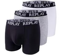 REPLAY I101102-004-N174 Boxer Style 01/C Basic Cuff Logo 3pcs Box Boxer Hombre Black/Grey Melange/White Tamaño XL