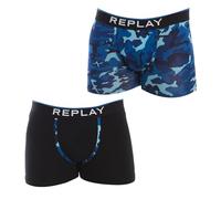 REPLAY I101195-001-N211 Boxer, con Logo y Estampado (2 Piezas) Boxer Hombre Black/Camouflage Blue Tamaño S