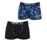 REPLAY I101196-001-N211 Boxer, con Logo y Estampado (2 Piezas) Boxer Hombre Black/Camouflage Blue Tamaño S