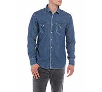 REPLAY M4023, Camisa Hombre, Azul (Dark Blue 007), S