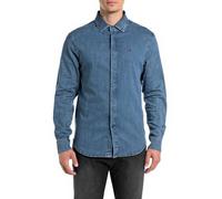 Replay M4131 Camisa, 009 Azul Medio, L Hombres