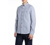 Replay M4144 Camisa, 010 Lt Blue/Natural White, L Hombres