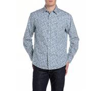 Replay M4148 Camisa, 010 Lt Blue/Natural White, L Hombres