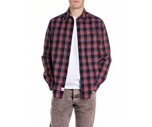Replay M4150 Camisa, 010 Navy/Lt Red, XL Hombres