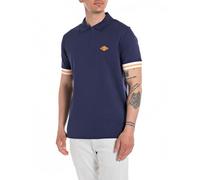 Replay Polo De Manga Corta De Piquet Elástico, Hombre, Azul (Navy Blue 880), L