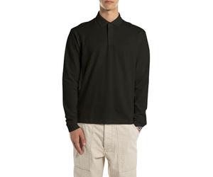 Replay Polo de Manga Larga para Hombre, 098 Negro., L