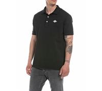Replay- Polo Negro de Algodón- Tops- Hombre- Negro- S- Polo Negro de Algodón