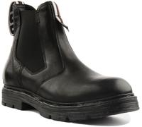 REPLAY Reserve Hombre Grueso Suela Cuero Bota Chelsea en Negro Talla UK 7-12