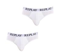 REPLAY Slip Basic Cuff Logo 2pcs Box Brief, White/White, XL para Hombre