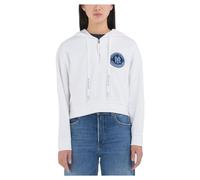 Replay Sudadera con Capucha Corta para, Blanco (001 White), L