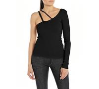 Replay Top asimétrico de manga larga para mujer, negro (Black 098), S