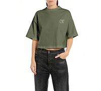 REPLAY W3798f Piece Dyed Heavy Cotton Jersey Camiseta, Dark Olive 234, S para Mujer