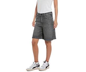 REPLAY Wa496b Pantalones Cortos de Jean, 096 Medium Grey, 33W para Mujer