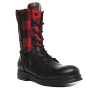 Replay Welkom Mujer de Piel Botas de Media Caña en Negro Rojo Talla UK 3-8