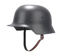 Réplica Clásica del Casco de Acero M35 del Ejército Alemán de La Segunda Guerra Mundial, Casco de La Primera Guerra Mundial con Forro y Correa de Cuero para La Barbilla(Dark Grey)