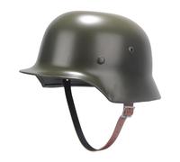 Réplica Clásica del Casco de Acero M35 del Ejército Alemán de La Segunda Guerra Mundial, Casco de La Primera Guerra Mundial con Forro y Correa de Cuero para La Barbilla(Army Green)