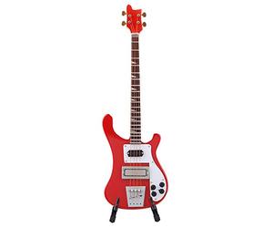 Réplica de bajo en Miniatura, Color Rojo, Incluye Soporte Estuche de Regalo de Madera Regalo Ideal de Navidad y Cumpleaños para Niños o Amigos Músicos