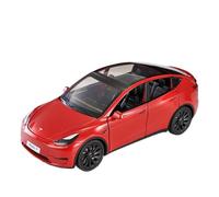 Réplica De Coche Vehículos De Motor 1/24, Modelo For Tesla Y Modelos De Aleación Fundida Coche con Luz De Sonido Función De Extracción Trasera Regalos Colección Coche Modelo a Escala(Red)