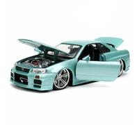 Réplica De Coche Vehículos De Motor 1:24 para Nissan Skyline Ares GTR R34 Modelo De Coche Deportivo Aleación Fundición A Presión Exhibición De Recuerdo Carreras Coche Modelo a Escala (Color : Green)