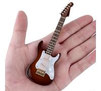 Réplica de guitarra de madera hecha a mano de 14 cm para mini guitarra eléctrica, modelo coleccionable con funda de terciopelo para los amantes de la guitarra, decoración de estudio, blanco (color