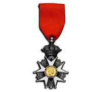 Réplica de la medalla del emperador de Francia Napoleón de la Legión de Honor, broche de oficial de caballero superior, joyería militar coleccionable (Honneur et Patrie), One size, Acero aleado, Sin