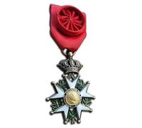 Réplica de la medalla del emperador de Francia Napoleón de la Legión de Honor, broche de oficial de caballero superior, joyería militar coleccionable (Honneur et Patrie), One size, Acero aleado, Sin