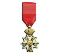 Réplica de la medalla del emperador de Francia Napoleón de la Legión de Honor, broche de oficial de caballero superior, joyería militar coleccionable (Honneur et Patrie), One size, Acero aleado, Sin
