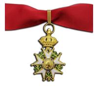 Réplica de la medalla del emperador de Francia Napoleón de la Legión de Honor, broche de oficial de caballero superior, joyería militar coleccionable (Honneur et Patrie), One size, Acero aleado, Sin