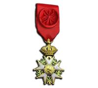 Réplica de la medalla del emperador de Francia Napoleón de la Legión de Honor, broche de oficial de caballero superior, joyería militar coleccionable (Honneur et Patrie), One size, Acero aleado, Sin