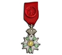 Réplica de la medalla del emperador de Francia Napoleón de la Legión de Honor, broche de oficial de caballero superior, joyería militar coleccionable (Honneur et Patrie), One size, Acero aleado, Sin
