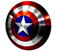 Réplica de metal redondo de Capitán Amrica de 24 pulgadas, armadura medieval de Halloween, escudo de juego de teatro, escudo de combate LARP, escudo de cosplay, rojo rústico vintage para decoración